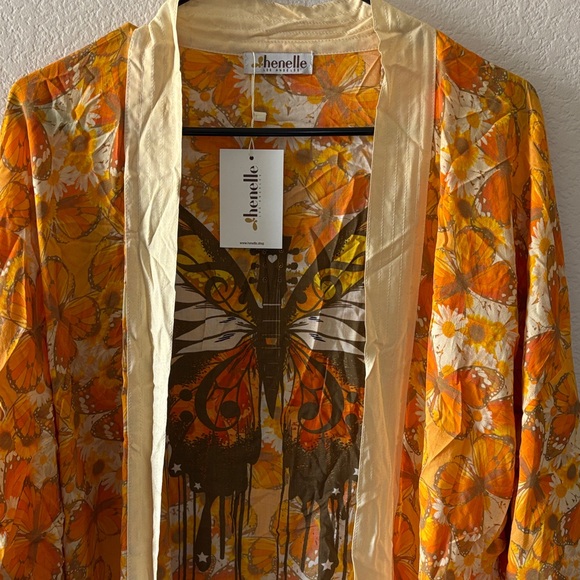 Vibrant Orange Floral Women's Robe - Picture 2 of 11
